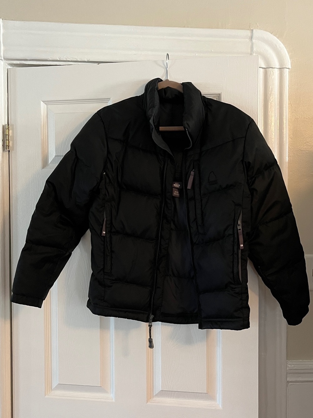 Men's Black Quilted Puffer Jacket with High Collar